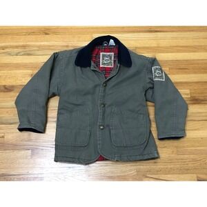 Vintage Y2K Jonathan Stone Chore Coat Kids 7 Green Flannel Long Sleeve Cotton